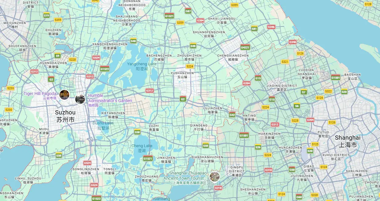 Map overview of LIANXIN facilities in Suzhou